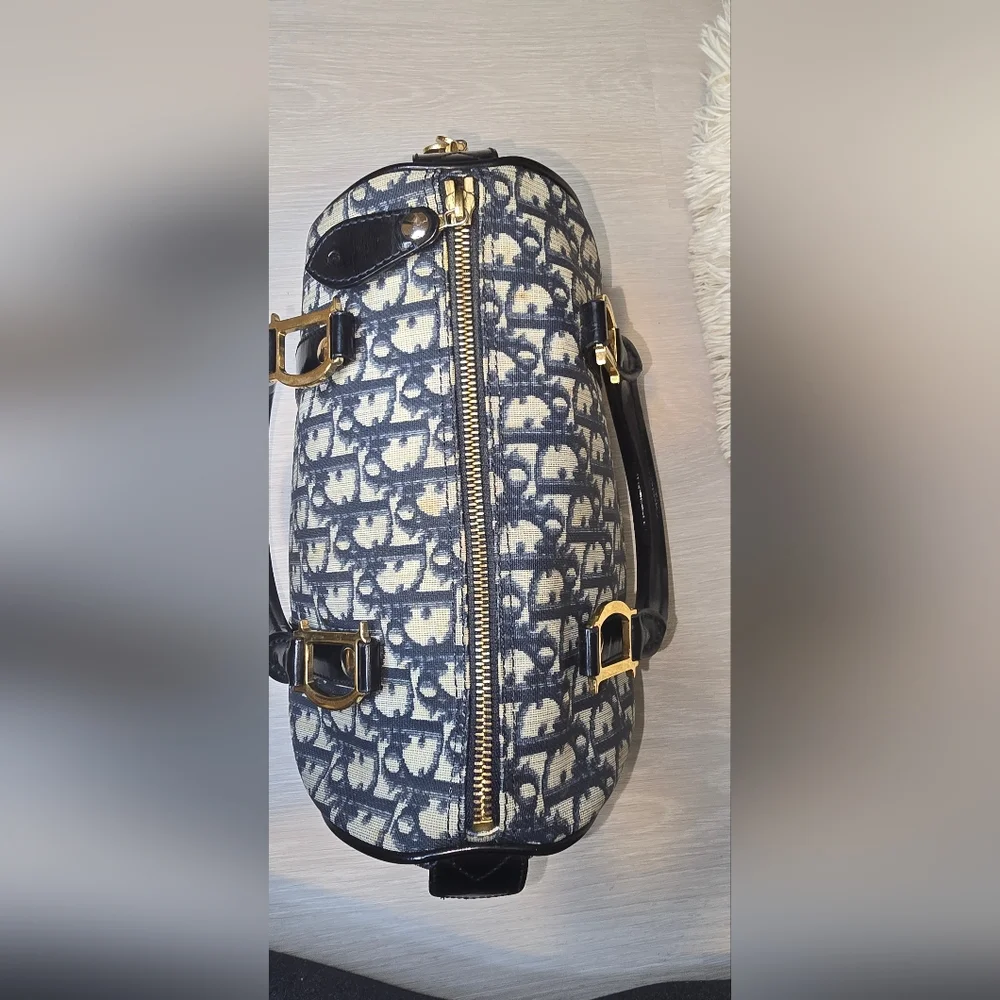 Dior Blue and White Satchel with Monogram Print - Picture 2 of 16